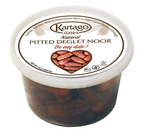 Pitted Dates - All Natural, Fat Free Deglet Noor Pitted Tunisian Dates, from Kartago - 10 Ounce