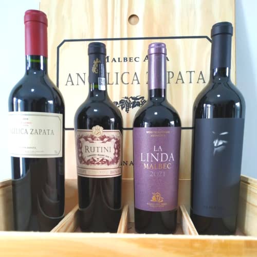Super Combo 4 Vinhos - Angelica Zapata Malbec + Rutini Cabernet Malbec + La Linda Malbec + Alma Negr
