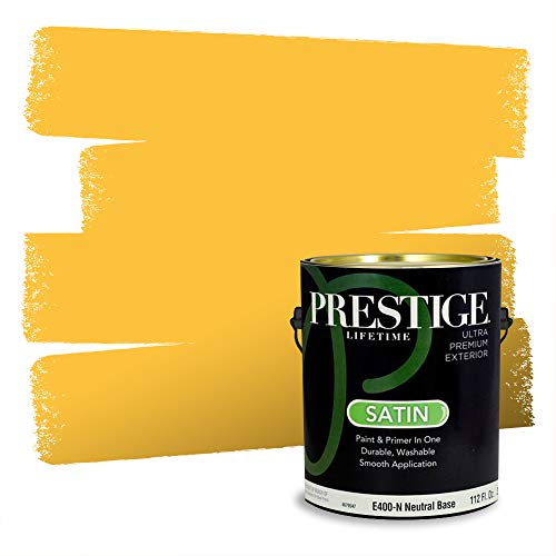 PRESTIGE Paints Exterior Paint and Primer In One, 1-Gallon, Satin, Comparable Match of Valspar* Golden Treasure*