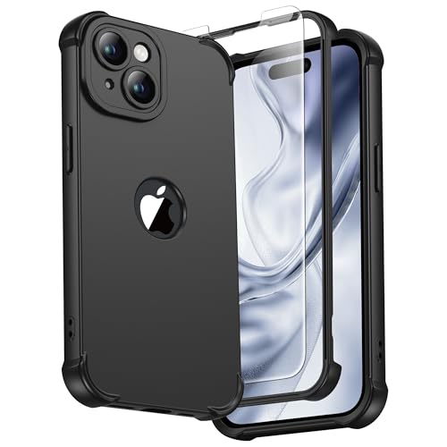 Image of ORETECH 3 in 1 for iPhone 15 Plus Case with 2 x Screen Protector,Black | Full Body Shockproof Design Smooth Texture,15FT Military Grade, Camera Lens Shield, with Armor Front Frame Protection