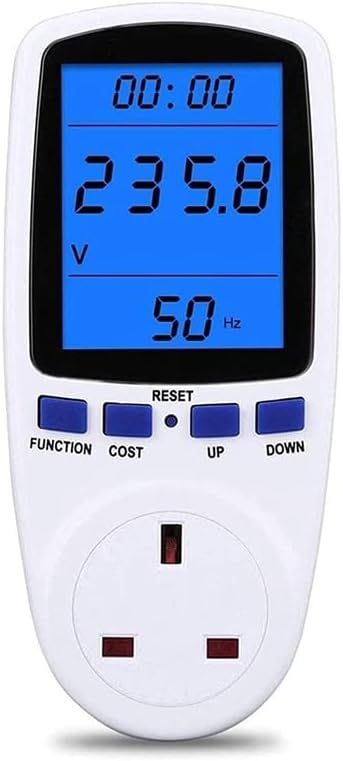Power Meter Plug Monitor Backlight LCD Display Electricity Usage Monitor Consumption Analyzer Voltage Amps UK Plug