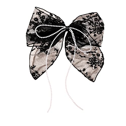 PATKAW horquilla de lazo corbatas diademas de perlas facturado fuente arcos del pelo del bebé hair clips horquillas moño scrunchies hair topper clip de lazo moño de pelo grande tela Black