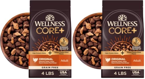 Image of Wellness CORE RawRev Grain-Free Dry Dog Food, Natural Ingredients, Made in USA with Real Freeze-Dried Meat (Adult, Turkey, 4 lbs) (Pack of 2)