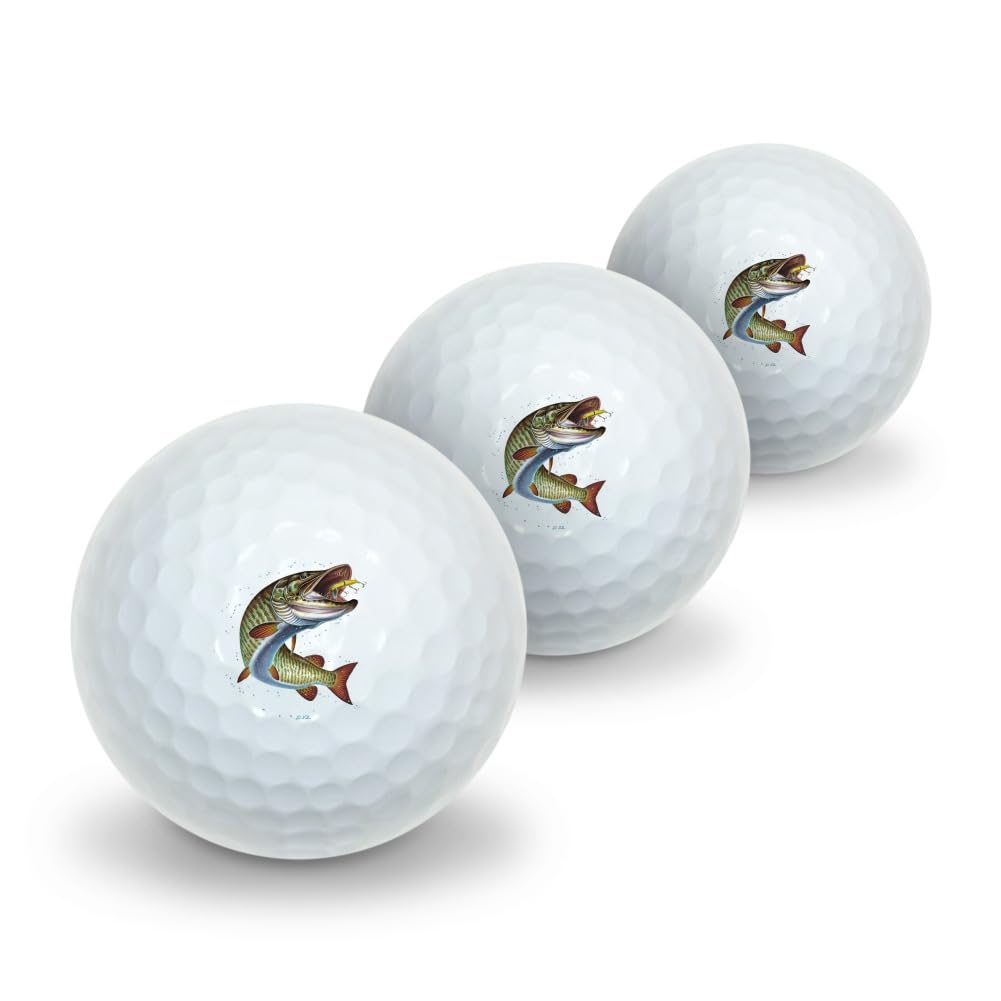 Musky Fishing 5 Novelty Golf Balls 3 Pack