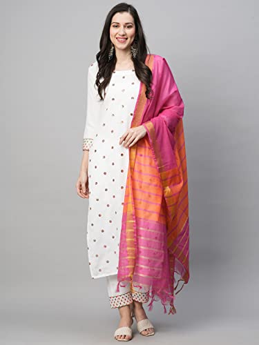 Image of ANNI DESIGNER Women's Cotton Blend Kurta with Pant & Dupatta