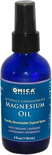 Spray tópico de aceite de magnesio con hidrosoles biodinámicos de lavanda e romero (4 onzas)