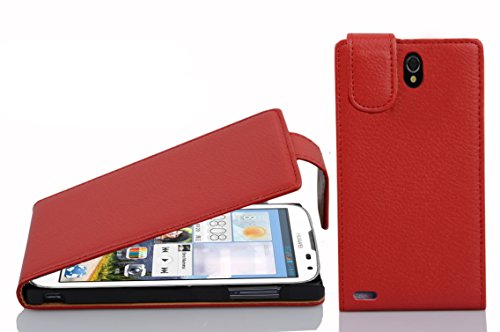 Cadorabo Custodia per Huawei ASCEND G610 in ROSSO CREMISI - Protezione in Stile Flip di Similpelle Strutturata - Case Cover Wallet Book Etui