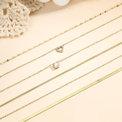 Collar Mujer Oro 14K Ajustable Cadena Serpiente 6 Piezas