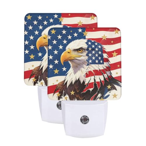 Image of 250 Years 4th of July Eagle Stars Stripes LED Plug-in Nightlights Set of 2 for Bathroom