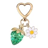 装飾ハートキーリング ストロベリーデイシステーマ 丈夫な樹脂素材 飛沫防止デザイン 日常使用アイテム ストロベリーハートキーホルダー