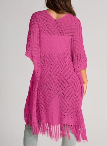 Sidefeel Women's Open Front Knit Sheer Cardigans Summer Boho Lightweight Kimono Cover Ups4