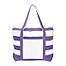 DALIX Striped Boat Bag Premium Cotton Canvas Tote in Purple