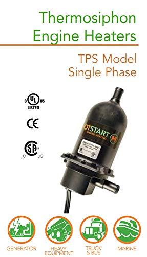 HOTSTART TPS152GT8-000 Engine Coolant Preheater - 1500W, 120V, Thermosiphon Circulation For Diesel/Gas Engines (5.7-8.2L)