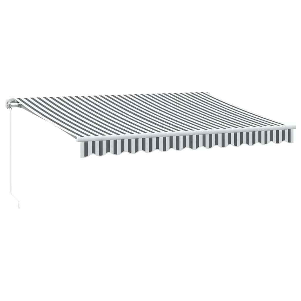 Tenda da sole allungabile, colore antracite, bianco, 350 x 250 cm, manuale, in alluminio verniciato a polvere, 100% poliestere, protezione UV per terrazza, balcone, giardino, caffetteria