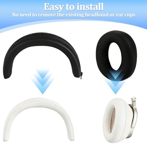 Funda para Baseus Inspire XH1, 2 juegos de cubiertas de silicona anti-sudor para orejas y protector para diadema, lavable y a prueba de rayaduras (negro) miniatura 6