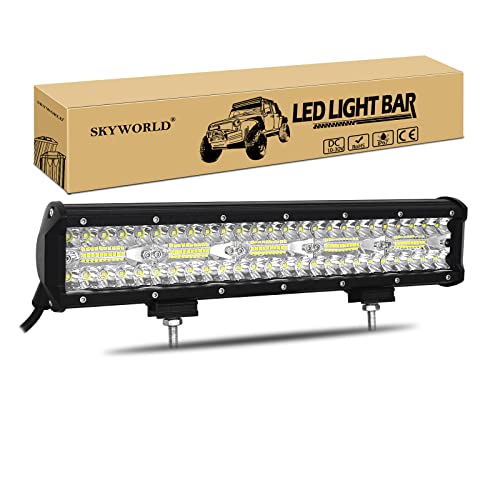 SKYWORLD Barra LED 4x4, 37.6cm 300W Barras de Luz de Trabajo Combinación de Punto y Inundación 12V...