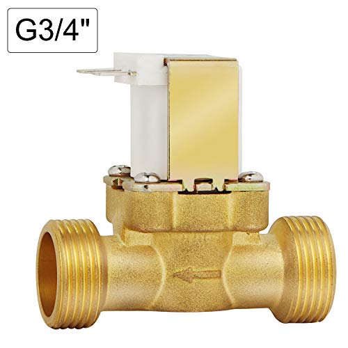EXLECO 12V NC G3/4" Elektromagnetventil 2 Way Wassereinlass Messing Elektrisch Magnetventil Normal Geschlossenes Magnetventil für Wasserzufuhr