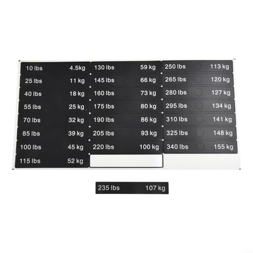 Weight Stack Labels, Dumbbell and Barbell Sticker Set, Tags for Gym Fitness Equipment Clearly Marked Weights(10LB-340LB)