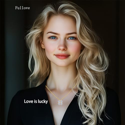 Image of Luckylove 2-In-1 Four Heart Necklace for Women, 4 or 2 Carats Moissanite, Sterling Silver Jewelry, Anniversary Birthday Christmas Valentines Day, Special Gifts For Wife Girlfriend Daughter Her (4 x 1ct Heart Moissanite Gold-Plated Silver Necklace)