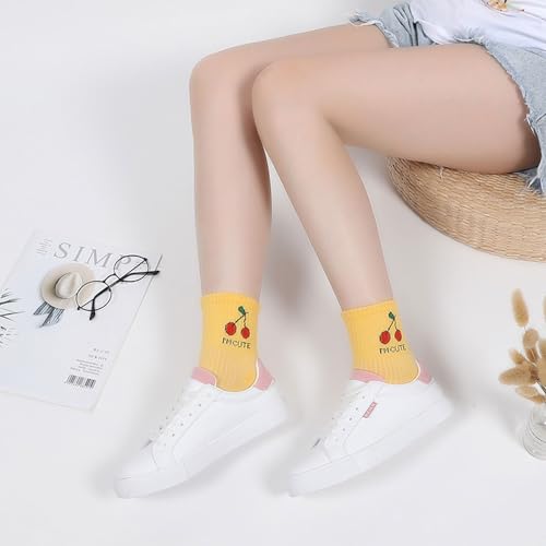 Image of Joylife Fruit Embroidered Crew Socks Cute Pattern Quartz Sock Funny Dress Socks for Women, Ladies, Girls