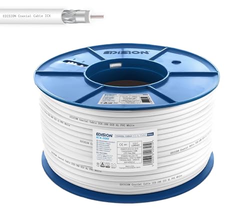 Câble coaxial 100m pour installation TNT DVB-T2 et radio dans la maison