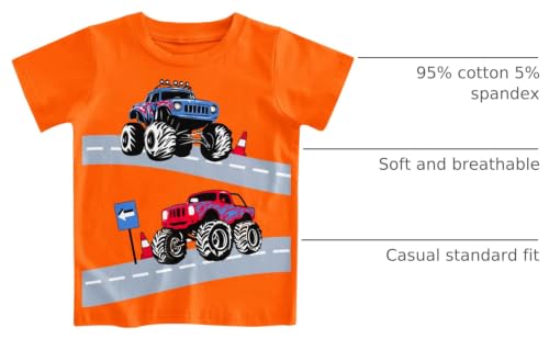 Funnycokid Toddler Boys Shirts Kids Tshirt Truck Tees 4T 5T Clothes - image 4
