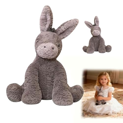 Chingcoo Doudou âne, 23 cm, mignon, en peluche, pour enfants, garçons et filles, doux et moelleux, à câliner et jouer, pour anniversaire ou Noël