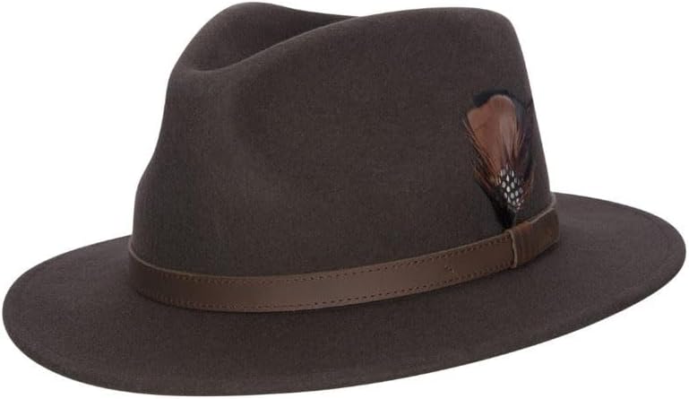 Walker and Hawkes Wool Felt Howick Hat - Unisex Classic Fedora Hat with Brim, Smart Country Style Headwear for Men & Women