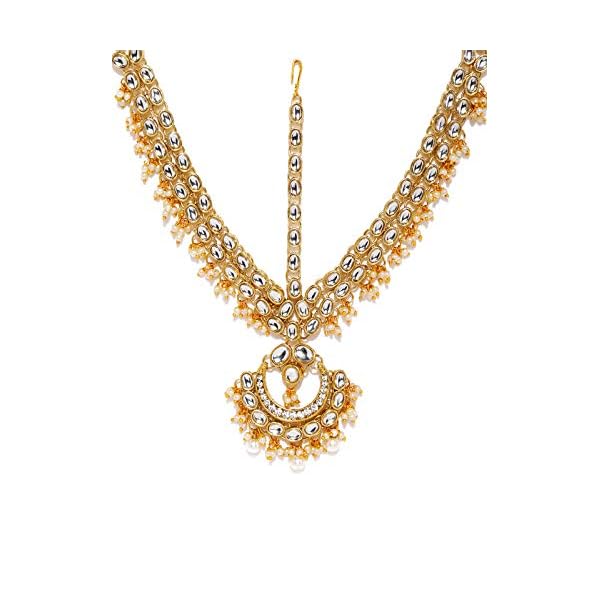 Zaveri Pearls Kundan & Pearls Hair Jewellery for Women (Golden)(ZPFK8533) - Image 4
