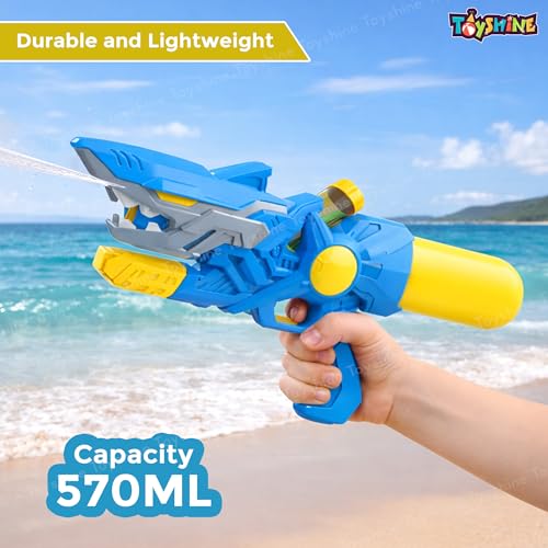 Image of Toyshine Shark Theme Water Gun 570ml Tank Capacity Long Range High Air Pressure Spray for Summer Swimming Pool Party | Holi Water Toy Gun Holi Pichkari for Girls Boys Kids 3 & Above - Multicolor
