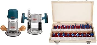 Bosch 1617EVSPK 12 Amp 2-1/4-Horsepower Plunge and Fixed Base Variable Speed Router Kit with 1/4-Inch and 1/2-Inch Collets & Stalwart Multi-purpose 24-piece Router Bit Set