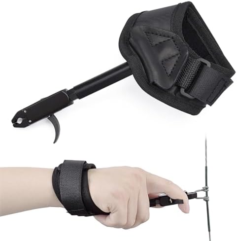 Compound Bow Release Aid Trigger Adult Archery Right Left Hand Adjustable Black Wrist Strap (Pack of 1)