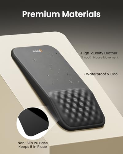Image of ProtoArc MP50 Ergonomic Mouse Pad with Wrist Rest, PU Leather Mousepad with Soft Memory Foam and Non-Slip PU Base for Pain Relief, Desk, Home, Office, 12x8 Inches, Black (Mouse Not Included)