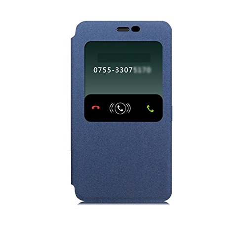 Image of Heartly GoldSand Sparkle Luxury PU Leather Window Flip Stand Back Case Cover for Meizu M2 Note - Power Blue