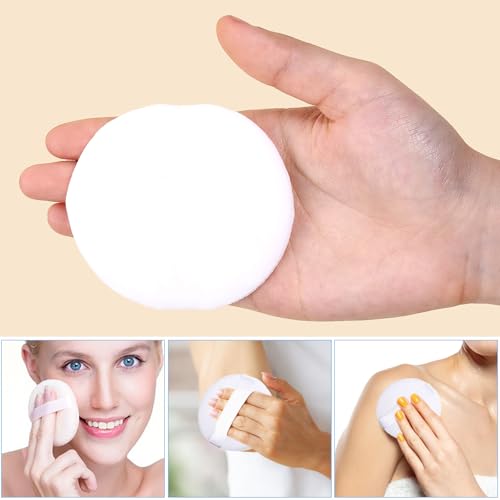 6 Stk Große Flauschiger Puderquaste,8cm Runde Puderquaste,Ultraweich Waschbare Wiederverwendbare Puderquaste,Baumwoll Puderquaste,Lose Puderquaste Körper Puderquaste,für Nass Trocken Make up Werkzeug