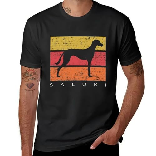 T-shirt distressed noir Saluki à texture respirante et coupe droite