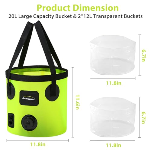 Cubeta Plegable con Asa, Contenedor de Agua de 5.3 Galones, Verde miniatura 2