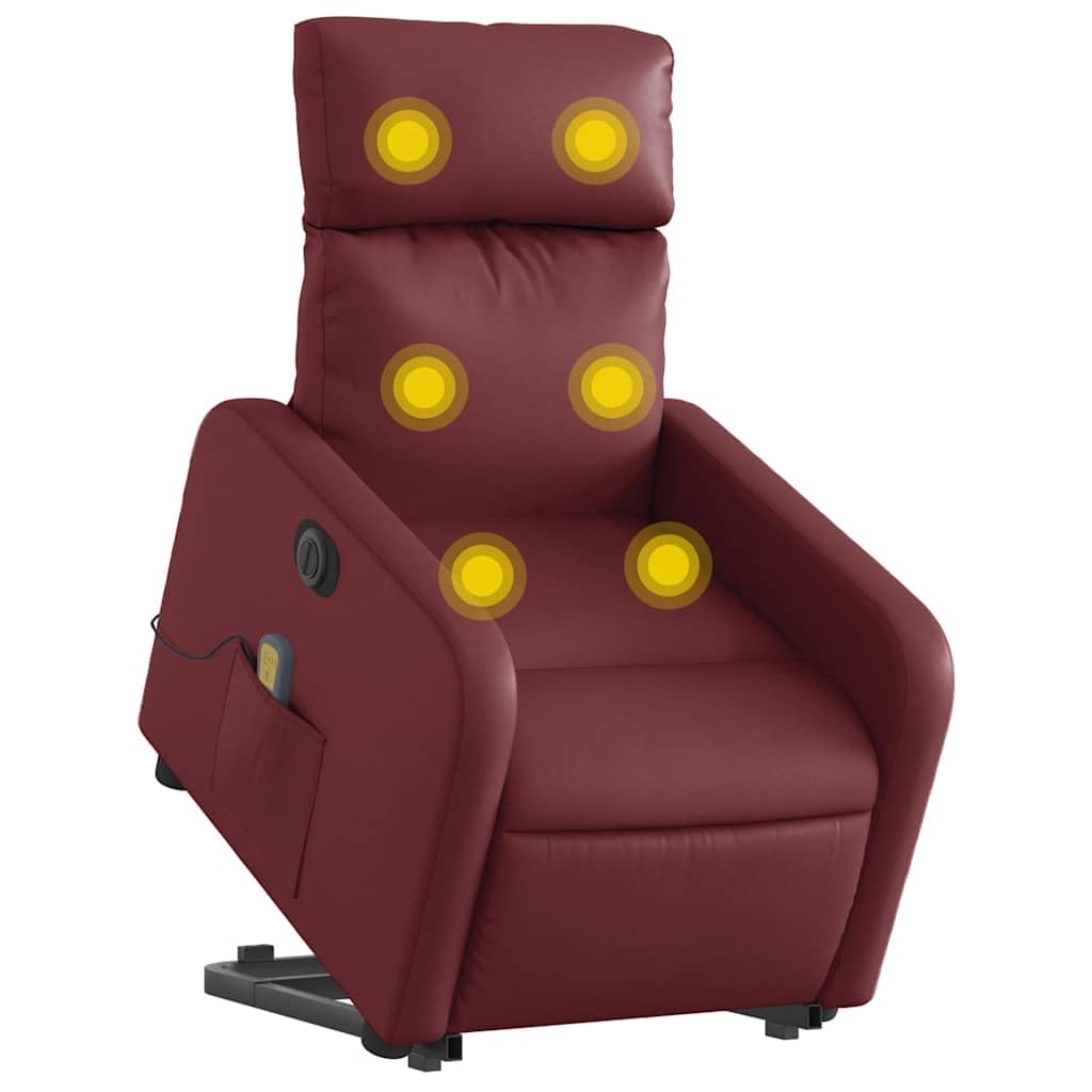 Sillón elevador eléctrico reclinable con masaje por vibración, 6 puntos de masaje, función de elevación e inclinación de 135°, estructura estable de madera y metal,