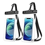 AINOYA Universal Waterproof Case 2 Pack, IPX8 Waterproof Phone Pouch Compatible with iPhone 12 Pro Max/Galaxy s21 Ultra/Pixel 5a /oneplus 9 pro up to 7' (Black)