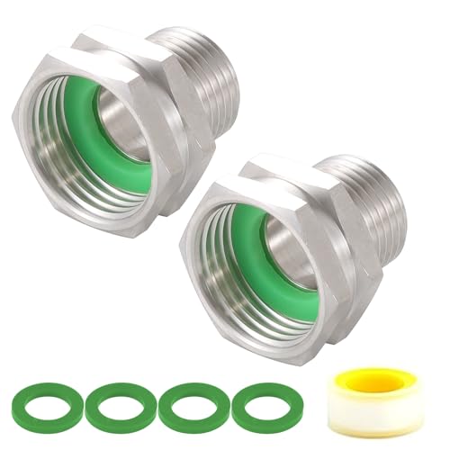 SNUTUYA 304 Stainless Steel Garden Hose Adapter, 3/4” GHT Female to 1/2” NPT Male Connectors,Lead-Free，GHT to NPT Adapter Fitting, Heavy Duty Garden Hose to Pipe Fittings Connect 2pcs