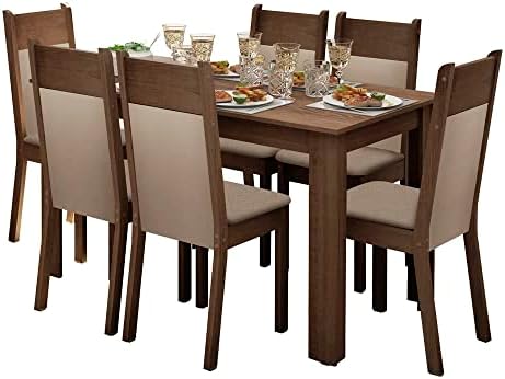 Conjunto Sala de Jantar Madesa Jaíne Mesa Tampo de Madeira com 6 ...