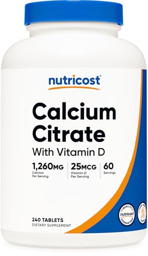 Nutricost Nutricost Calcium Citrate (1,260mg) with Vitamin D (25mcg) 240 Tablets sold by Nutricost - Amazon Seller - US