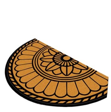 泥落としマット(ココヤシ天然素材)半円形 玄関/屋外/ベランダ用 滑りにくい 水はけ良い 欧風 汚れにくい耐久性 インテリア 新築祝い用 (50cm*80cm,F3)