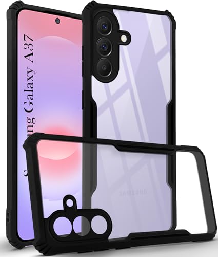 Image of Jkobi Hybrid Back Cover Case for Samsung Galaxy A37 5G (Shockproof with Polycarbonate Clear Panel | Professional Black)