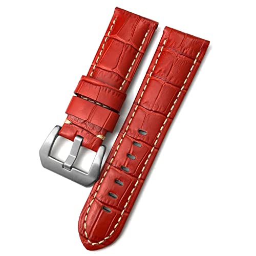Bracelet de montre 24mm en cuir de vache vert rouge bleu pour PAM Panerai Luminor