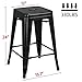 YAHEETECH 24inch Metal Bar stools Set of 4 Counter Height Kitchen Barstools Modern Industrial Backless Stackable Metal Chairs with Square Seat Indoor/Outdoor Black