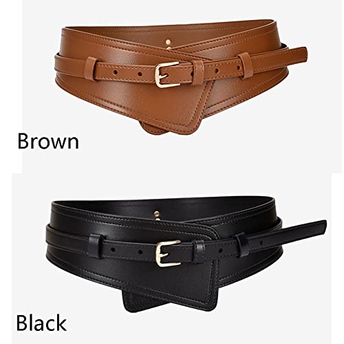 Wide Belts Waistband Belts For Women Sweater Overcoat PU Apparel Accessories Cummerbunds(Black)2