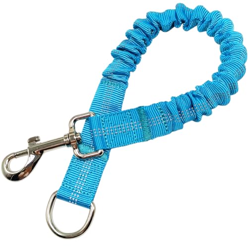 SEPXUFORE Short Dog Leash Extender, 18 in Bungee Shock Absorbing, Nylon Multifunctional Dog Leash for Medium Large Dogs Walking Training Running (Blue)