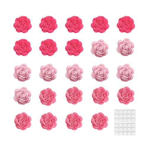 24pcs Felt Fabric Flowers Embellishments for Crafts 1.2 inch Nonwoven Appliques Ornament with 30 Stickers for DIY Wedding Bride Cards Gift Wrapping Sewing Scrapbook Photo Frame Album Decoration