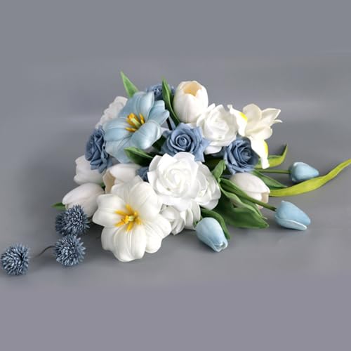 Bouquets de mariage fleurs artificielles bleu roi pour cérémonie et anniversaire Morain